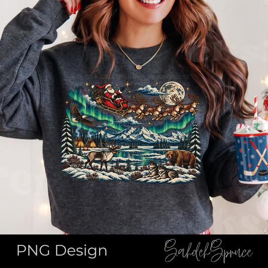 Northern Lights Christmas PNG, Vintage Christmas PNG, Northern Christmas Design, Santa Sleigh PNG, Wilderness Christmas PNG, Canadian Christmas PNG, Christmas Wildlife PNG, Northern Lights Sublimation, Rustic Christmas PNG, Winter Wonderland PNG, Christmas Sweatshirt Design, Caribou Christmas PNG, Christmas Digital Download, Vintage Santa PNG, Northern Wilderness PNG, Christmas Shirt PNG, Mountain Christmas Design, Winter Wildlife PNG, Northern Christmas Sublimation, Indigenous Owned Digital Design