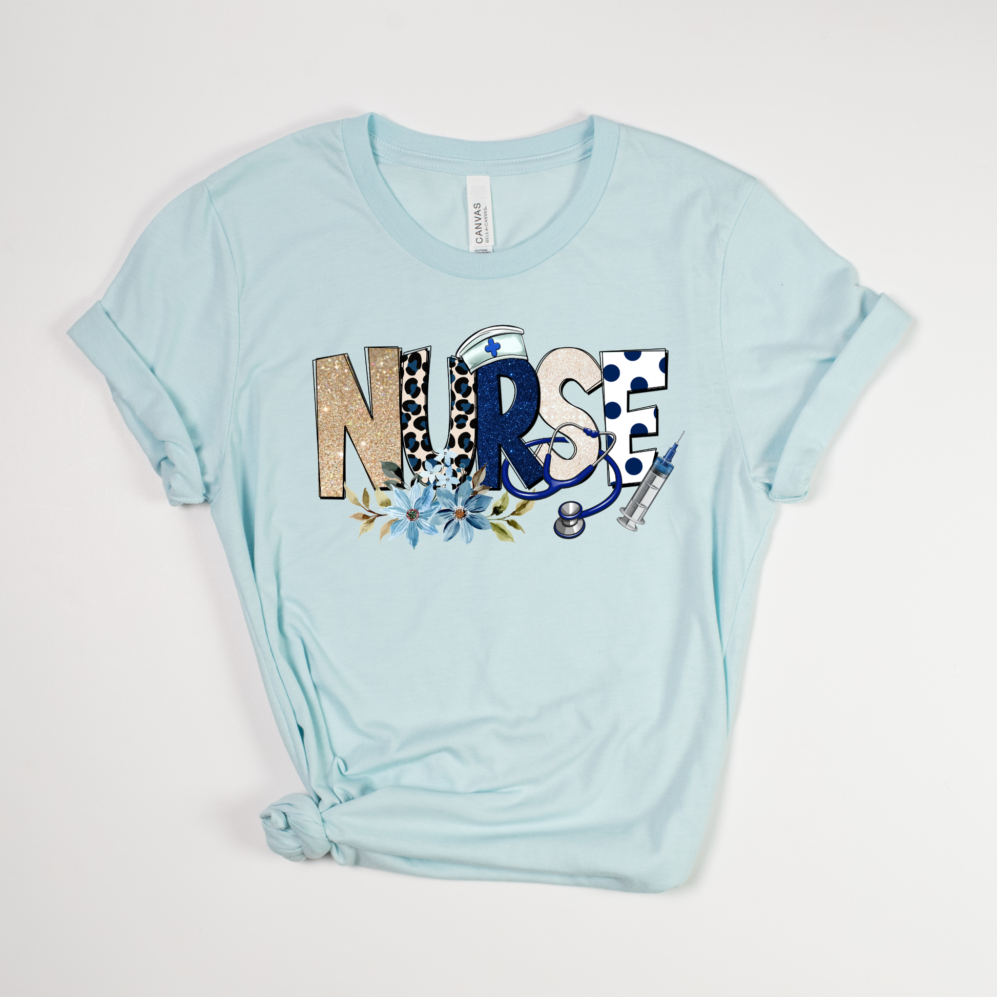 Stylish nurse floral stethoscope t-shirt perfect for nurses, nursing students, and healthcare workers. A thoughtful nurse appreciation gift for RN, LPN, CNA, and medical professionals.