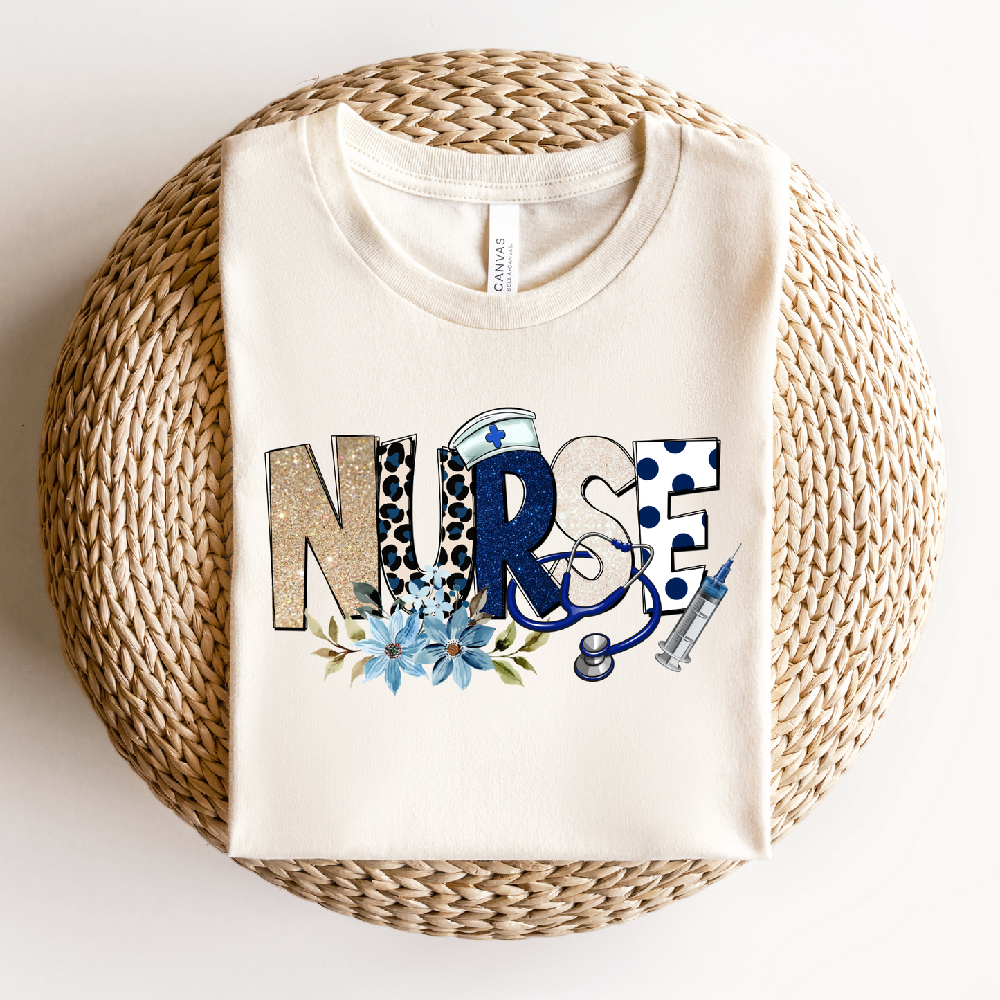 Stylish nurse floral stethoscope t-shirt perfect for nurses, nursing students, and healthcare workers. A thoughtful nurse appreciation gift for RN, LPN, CNA, and medical professionals.