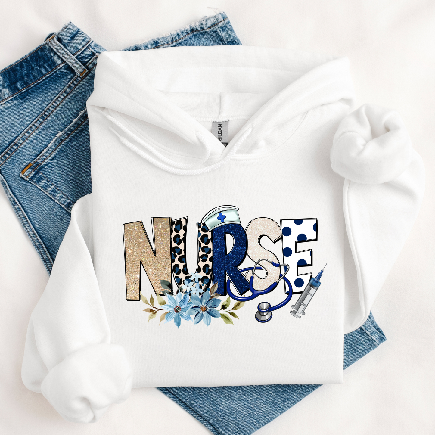 Cozy nurse hoodie featuring a floral stethoscope design. Perfect gift for nurses, RN, LPN, CNA, and nursing students. Great for Nurse Appreciation Week.