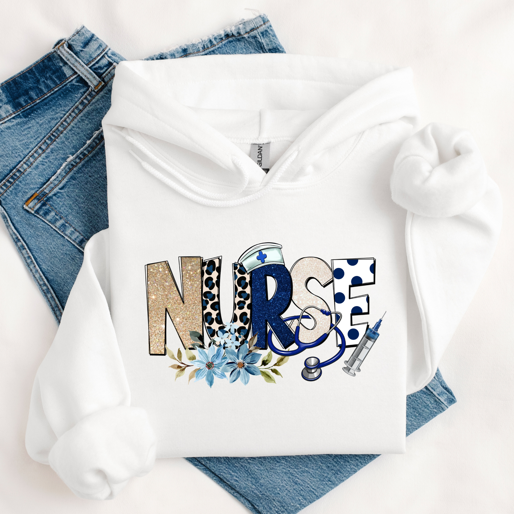 Cozy nurse hoodie featuring a floral stethoscope design. Perfect gift for nurses, RN, LPN, CNA, and nursing students. Great for Nurse Appreciation Week.