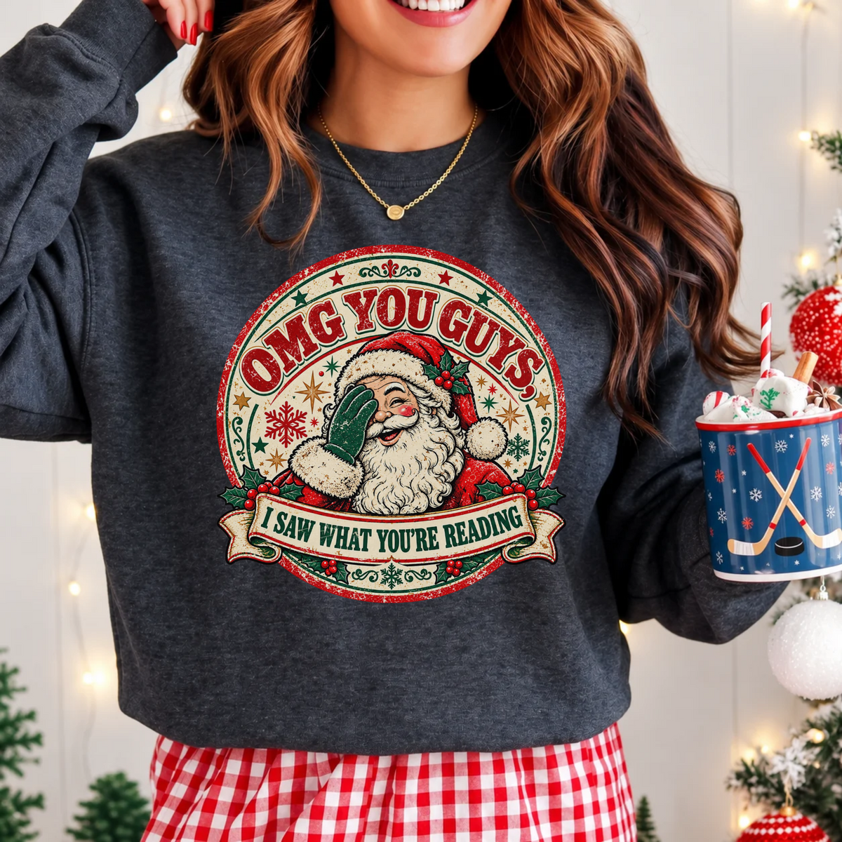 OMG You Guys Sweatshirt, I Saw What You're Reading, Funny Santa Sweatshirt, Christmas Book Lover Sweatshirt, Bookish Christmas Sweater, Spicy Book Lover Gift, BookTok Christmas Sweatshirt, Romance Reader Sweatshirt, Vintage Santa Crewneck, Funny Christmas Sweatshirt, Retro Christmas Sweater, Bookworm Christmas Gift, Librarian Christmas Sweatshirt, Book Club Christmas, Reading Christmas Sweater, Santa Reading Shirt, Cozy Book Lover Sweatshirt, Bookish Holiday Apparel, Christmas Gift for Readers