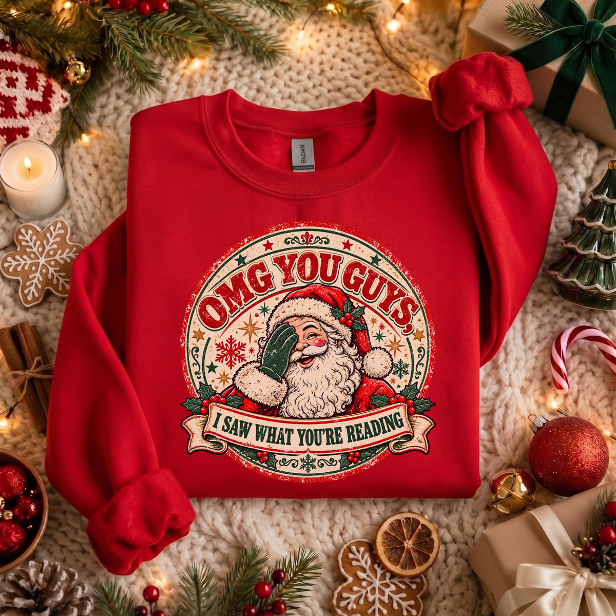 OMG You Guys Sweatshirt, I Saw What You're Reading, Funny Santa Sweatshirt, Christmas Book Lover Sweatshirt, Bookish Christmas Sweater, Spicy Book Lover Gift, BookTok Christmas Sweatshirt, Romance Reader Sweatshirt, Vintage Santa Crewneck, Funny Christmas Sweatshirt, Retro Christmas Sweater, Bookworm Christmas Gift, Librarian Christmas Sweatshirt, Book Club Christmas, Reading Christmas Sweater, Santa Reading Shirt, Cozy Book Lover Sweatshirt, Bookish Holiday Apparel, Christmas Gift for Readers