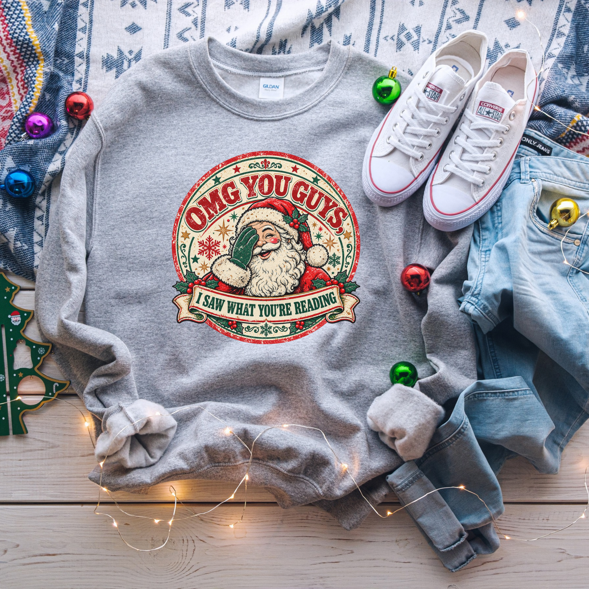 OMG You Guys Sweatshirt, I Saw What You're Reading, Funny Santa Sweatshirt, Christmas Book Lover Sweatshirt, Bookish Christmas Sweater, Spicy Book Lover Gift, BookTok Christmas Sweatshirt, Romance Reader Sweatshirt, Vintage Santa Crewneck, Funny Christmas Sweatshirt, Retro Christmas Sweater, Bookworm Christmas Gift, Librarian Christmas Sweatshirt, Book Club Christmas, Reading Christmas Sweater, Santa Reading Shirt, Cozy Book Lover Sweatshirt, Bookish Holiday Apparel, Christmas Gift for Readers