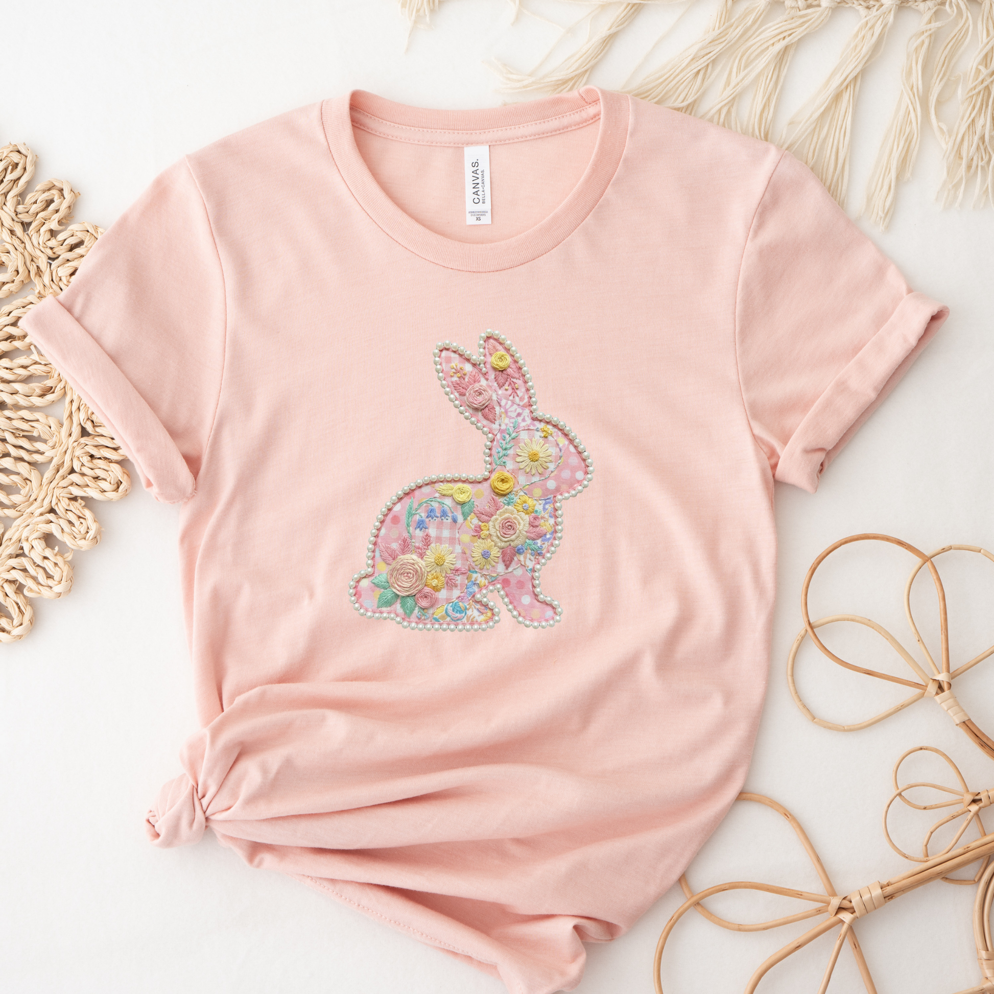 easter bunny shirt, floral bunny shirt, pearl bunny design, easter shirt women, spring graphic tee, cute bunny shirt, easter outfit idea, bunny graphic tee, floral easter shirt, womens easter shirt, spring aesthetic shirt, pastel bunny shirt, easter gift idea, unisex graphic tee, trendy easter shirt