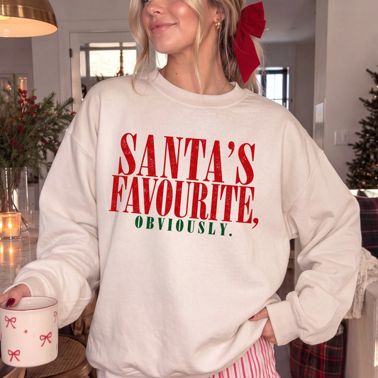 Santa's Favourite Sweatshirt, Santa's Favourite Obviously, Funny Christmas Sweatshirt, Christmas Crewneck, Retro Christmas Sweater, Vintage Christmas Sweatshirt, Santa's Favourite Christmas, Funny Holiday Sweater, Christmas Gift for Her, Christmas Gift for Him, Sassy Christmas Sweatshirt, Christmas Humour Shirt, Cozy Christmas Crewneck, Festive Holiday Apparel, Trendy Christmas Sweatshirt, Santa's Nice List, Christmas Party Outfit, Holiday Crewneck Sweatshirt, Indigenous Owned Business, Sahdeh Spruce