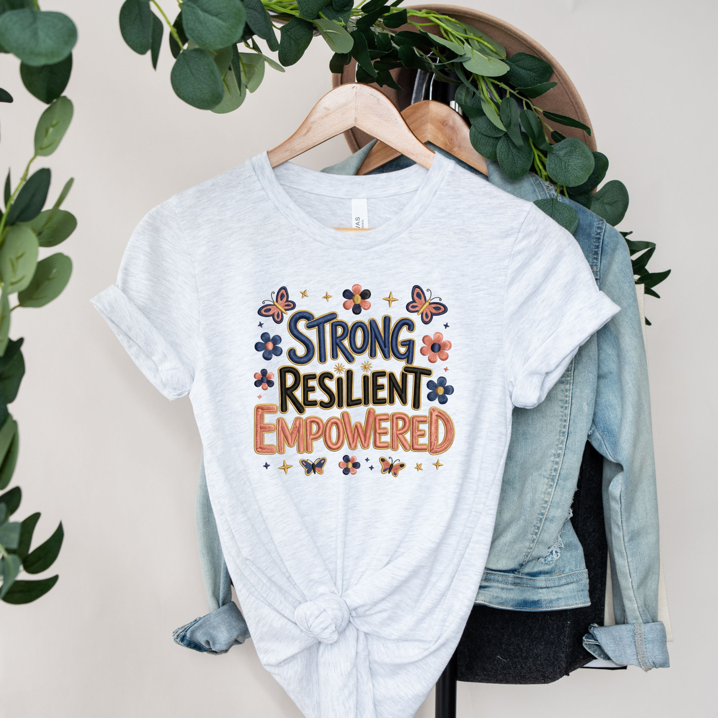 strong resilient empowered shirt, faux crochet graphic tee, empowerment women shirt, resilient crochet design tee, unisex strength shirt, motivated graphic apparel, crochet look t-shirt, self love empowerment tee, sahdeh spruce crochet shirt, strong woman graphic top