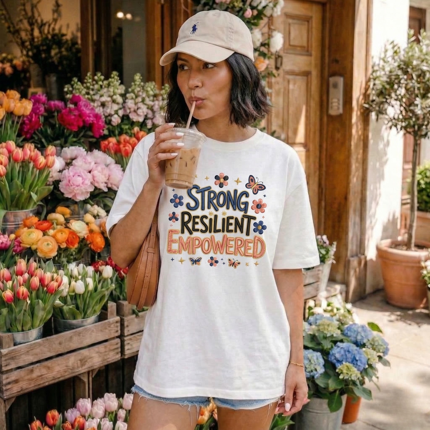 strong resilient empowered shirt, faux crochet graphic tee, empowerment women shirt, resilient crochet design tee, unisex strength shirt, motivated graphic apparel, crochet look t-shirt, self love empowerment tee, sahdeh spruce crochet shirt, strong woman graphic top
