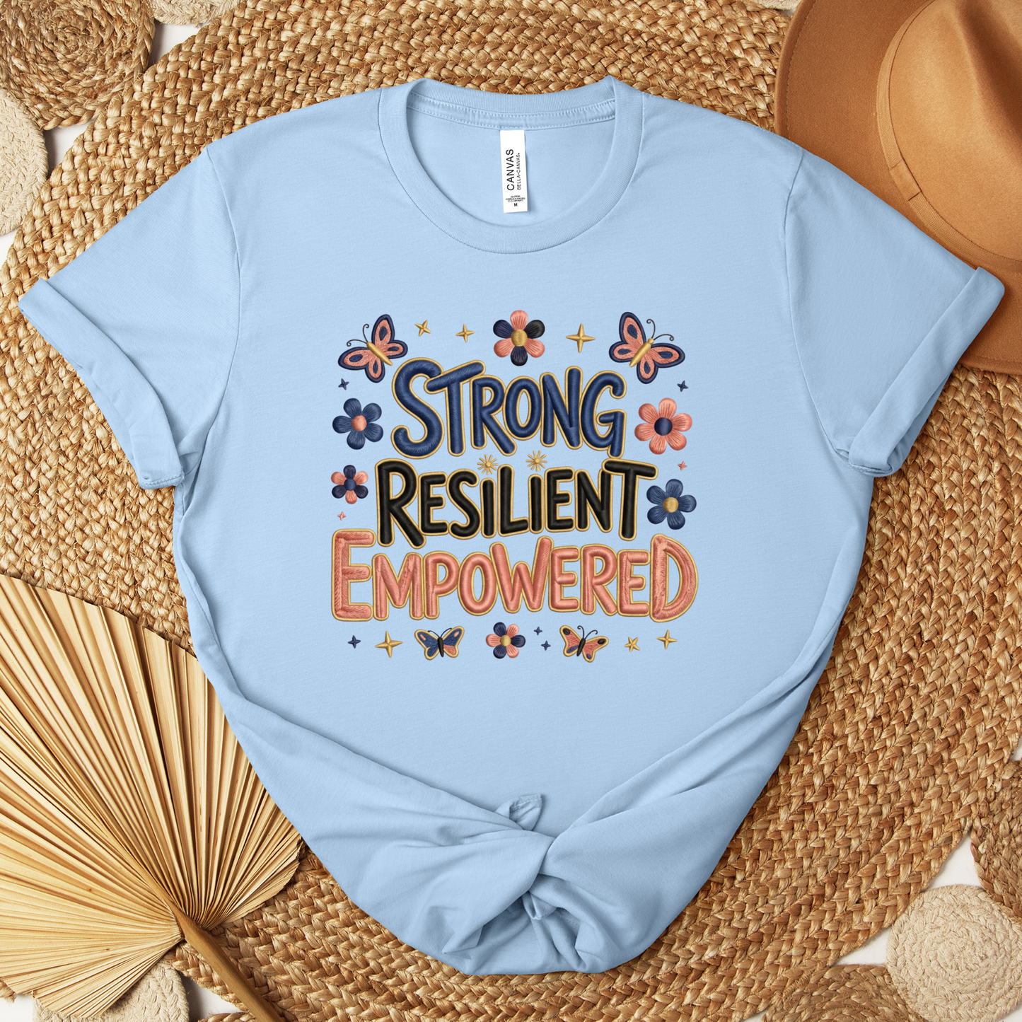 strong resilient empowered shirt, faux crochet graphic tee, empowerment women shirt, resilient crochet design tee, unisex strength shirt, motivated graphic apparel, crochet look t-shirt, self love empowerment tee, sahdeh spruce crochet shirt, strong woman graphic top