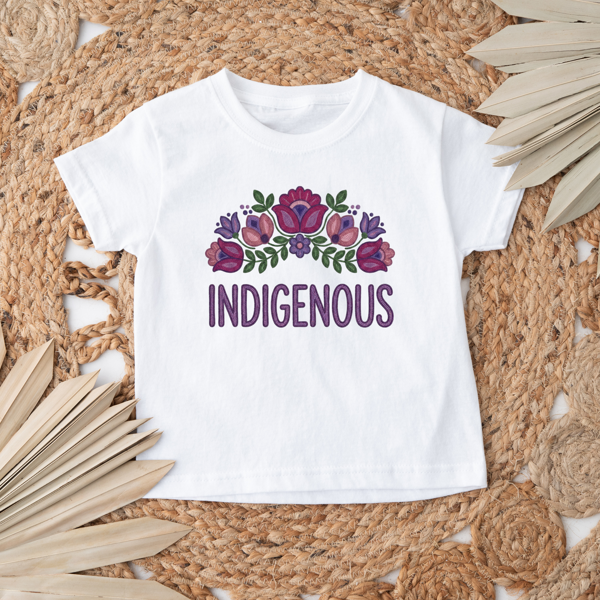 Toddler Indigenous floral shirt, children's Indigenous beaded shirt, kids Native floral tee, Indigenous kids graphic tee, Dene floral kids shirt, Sahtu Tlicho kids design, Indigenous beadwork shirt for kids, cultural kids t-shirt, Indigenous-owned kids clothing.