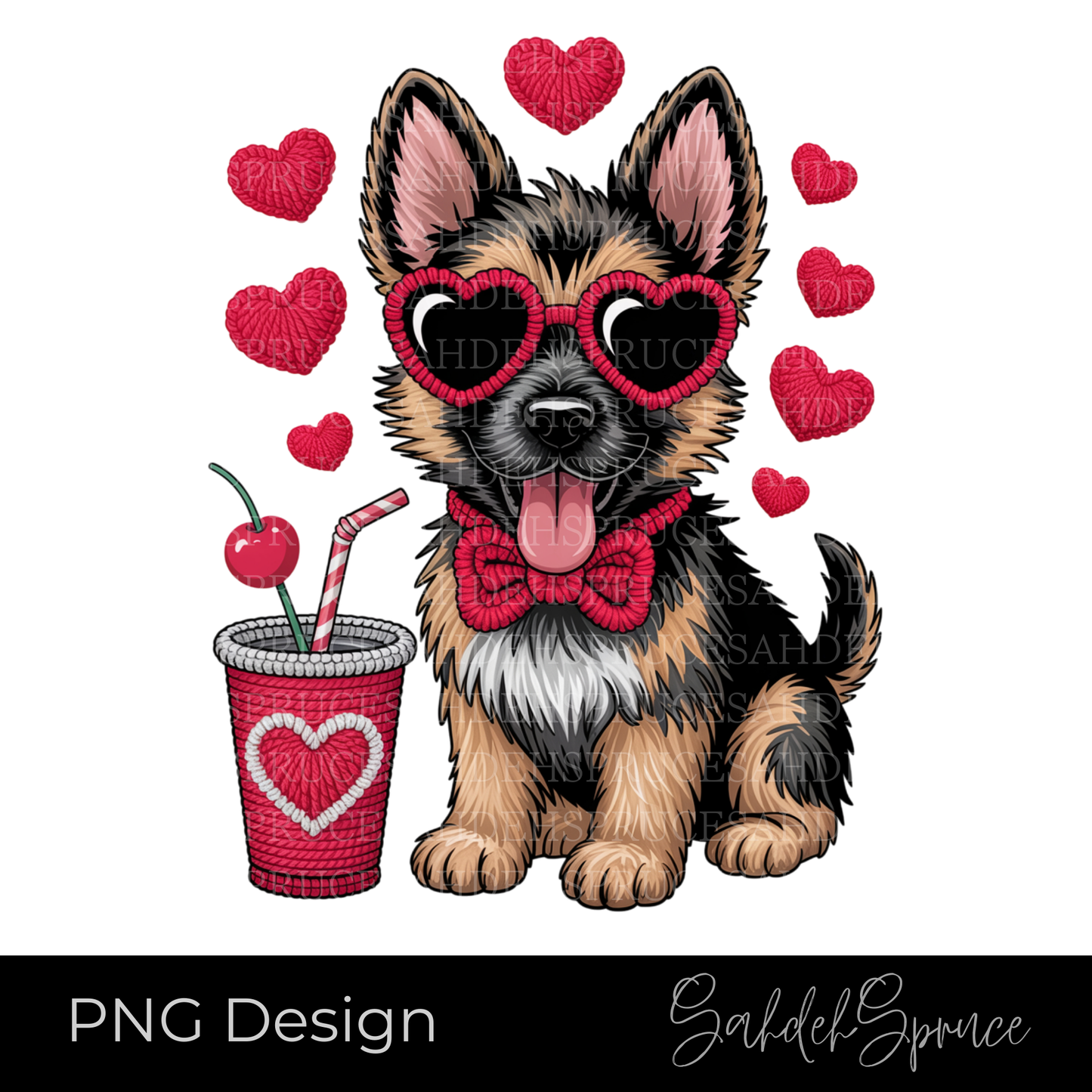 valentine german shepherd png, german shepherd valentine design, dog lover png, german shepherd shirt design, faux crochet cup png, crochet aesthetic design, valentine dog png, hearts dog design, cute dog valentine png, pet lover graphic, sublimation dog design, dtf transfer png, valentine png for shirts, german shepherd artwork png, cozy aesthetic png
