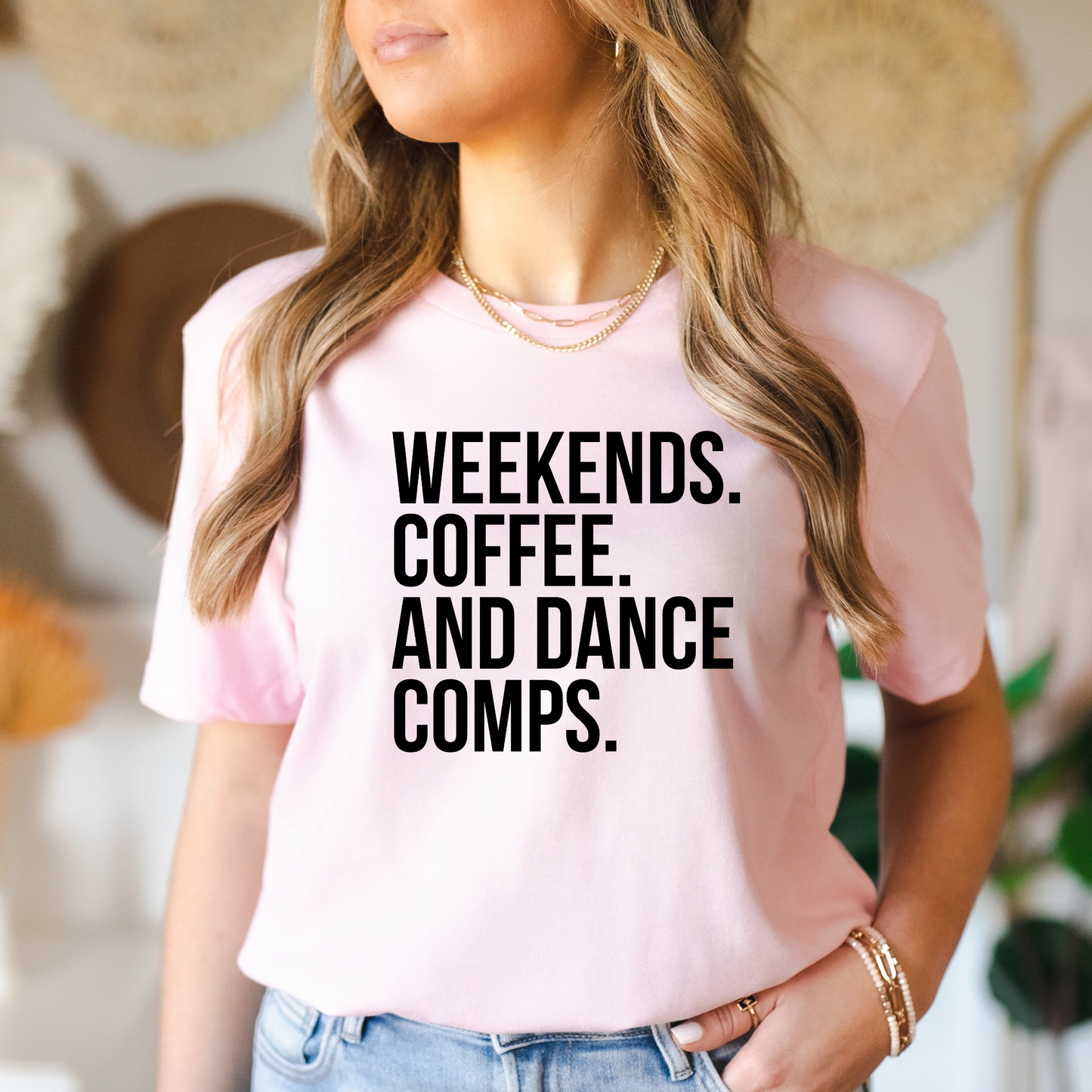 Weekends Coffee And Dance Comps unisex t-shirt featuring original playful graphic design celebrating coffee-fueled dance competition weekends on soft comfortable cotton tee, perfect for dancers and studio families.