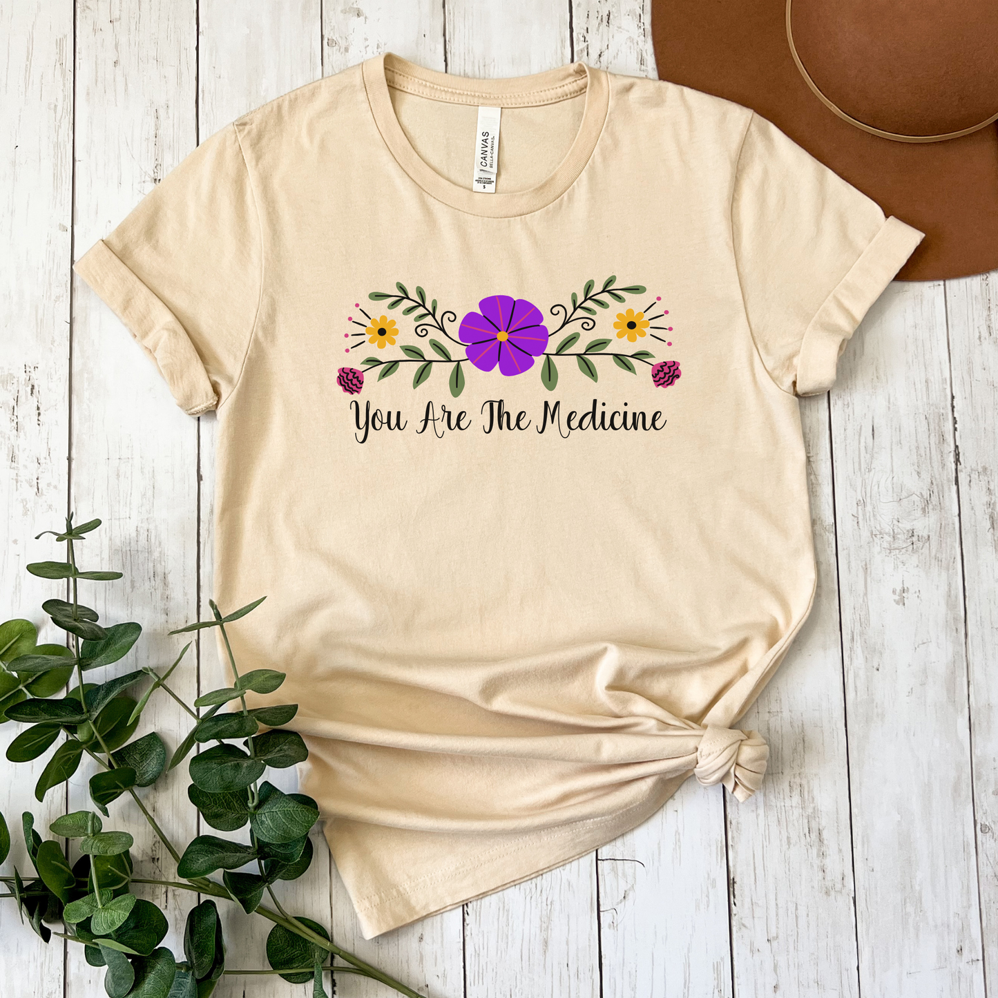 You Are The Medicine shirt, Indigenous floral tee, Indigenous empowerment clothing, Healing graphic t-shirt, Floral medicine tee, Family-owned Indigenous brand