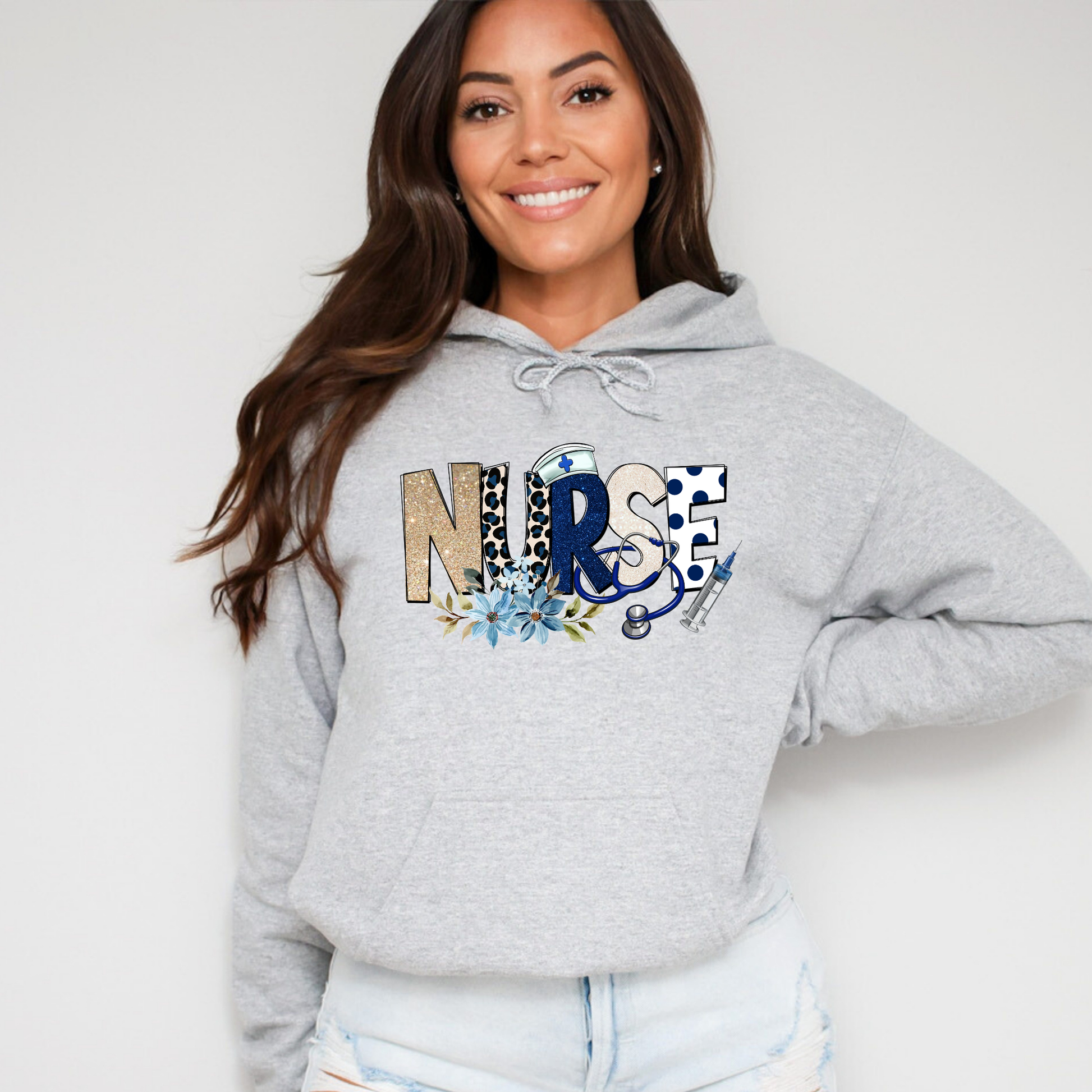 Cozy nurse hoodie featuring a floral stethoscope design. Perfect gift for nurses, RN, LPN, CNA, and nursing students. Great for Nurse Appreciation Week.