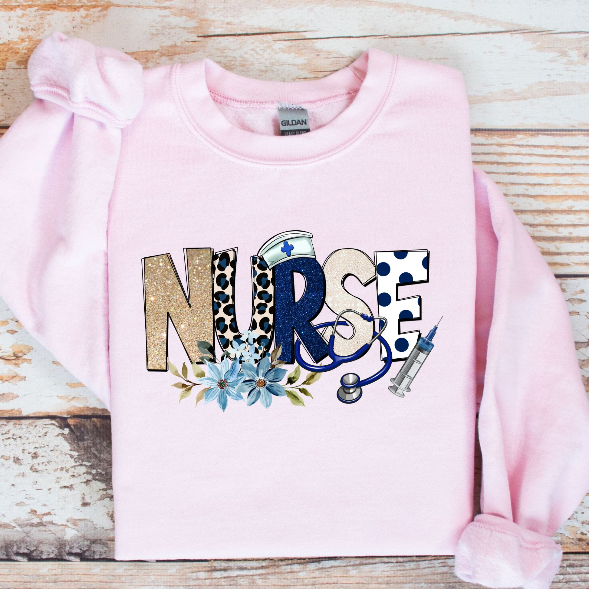 Cozy floral nurse crewneck sweatshirt featuring a stethoscope design. Perfect gift for nurses, RN, LPN, CNA, and nursing students. Ideal for Nurse Appreciation Week.