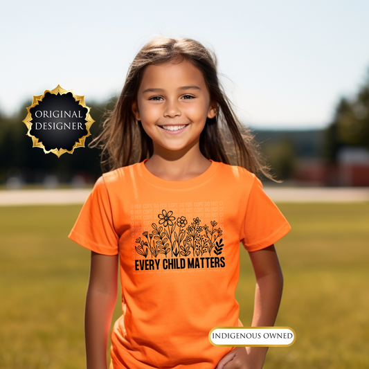 every child matters youth shirt, wildflowers orange shirt, orange shirt day youth, indigenous youth shirt, truth and reconciliation tee, child awareness shirt, every child matters tee, orange tee for kids, school spirit shirt, meaningful youth shirt, indigenous designed apparel, youth graphic tee, orange shirt society licensed, children’s awareness shirt, indigenous owned business
