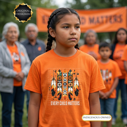 every child matters shirt, youth orange shirt, child orange shirt, feathers shirt, orange shirt day tee, truth and reconciliation shirt, indigenous awareness shirt, youth graphic tee, child awareness shirt, every child matters feathers, school wear shirt, meaningful youth shirt, indigenous designed apparel, remembrance shirt, orange tee for kids