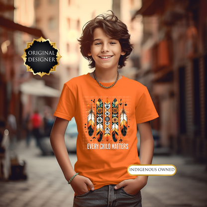 every child matters shirt, youth orange shirt, child orange shirt, feathers shirt, orange shirt day tee, truth and reconciliation shirt, indigenous awareness shirt, youth graphic tee, child awareness shirt, every child matters feathers, school wear shirt, meaningful youth shirt, indigenous designed apparel, remembrance shirt, orange tee for kids