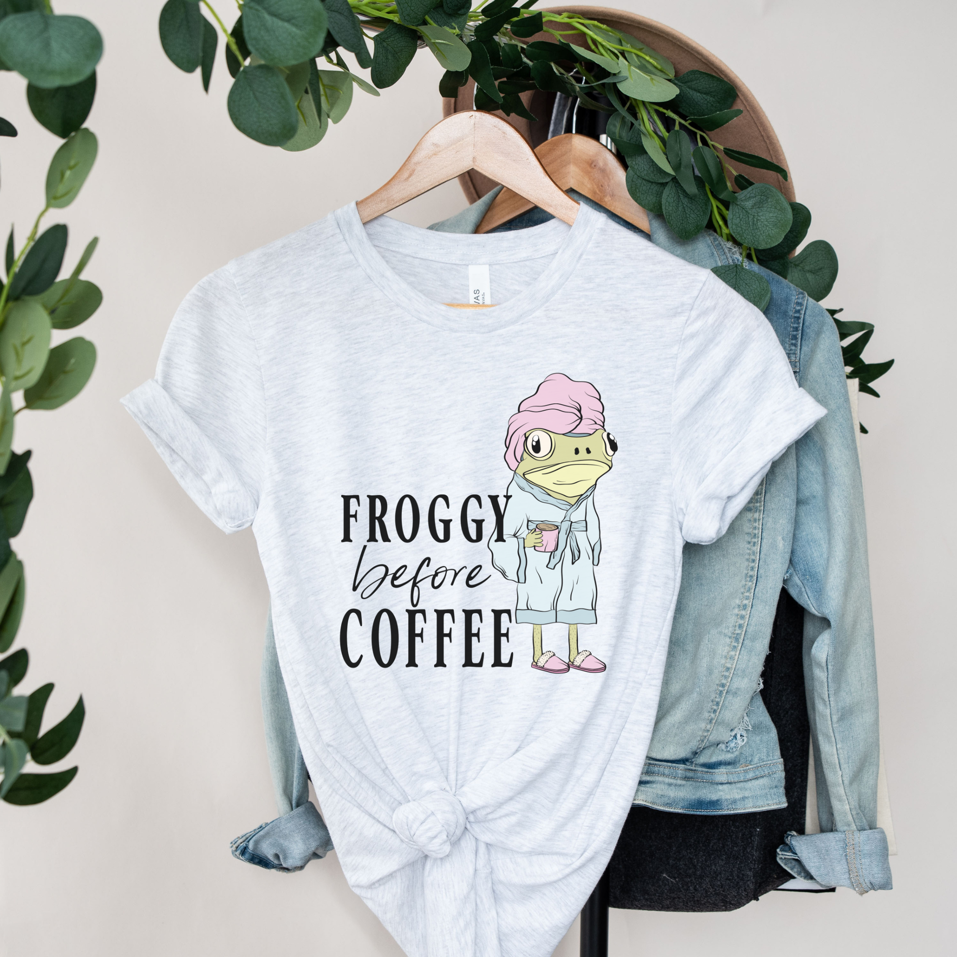 frog shirt, funny frog tee, coffee shirt, before coffee mood, funny coffee shirt, cute frog shirt, coffee lover gift, morning person joke, not a morning person, cozy aesthetic shirt, animal graphic tee, unisex funny shirt, frog lover gift, caffeine lover tee, relatable humor shirt