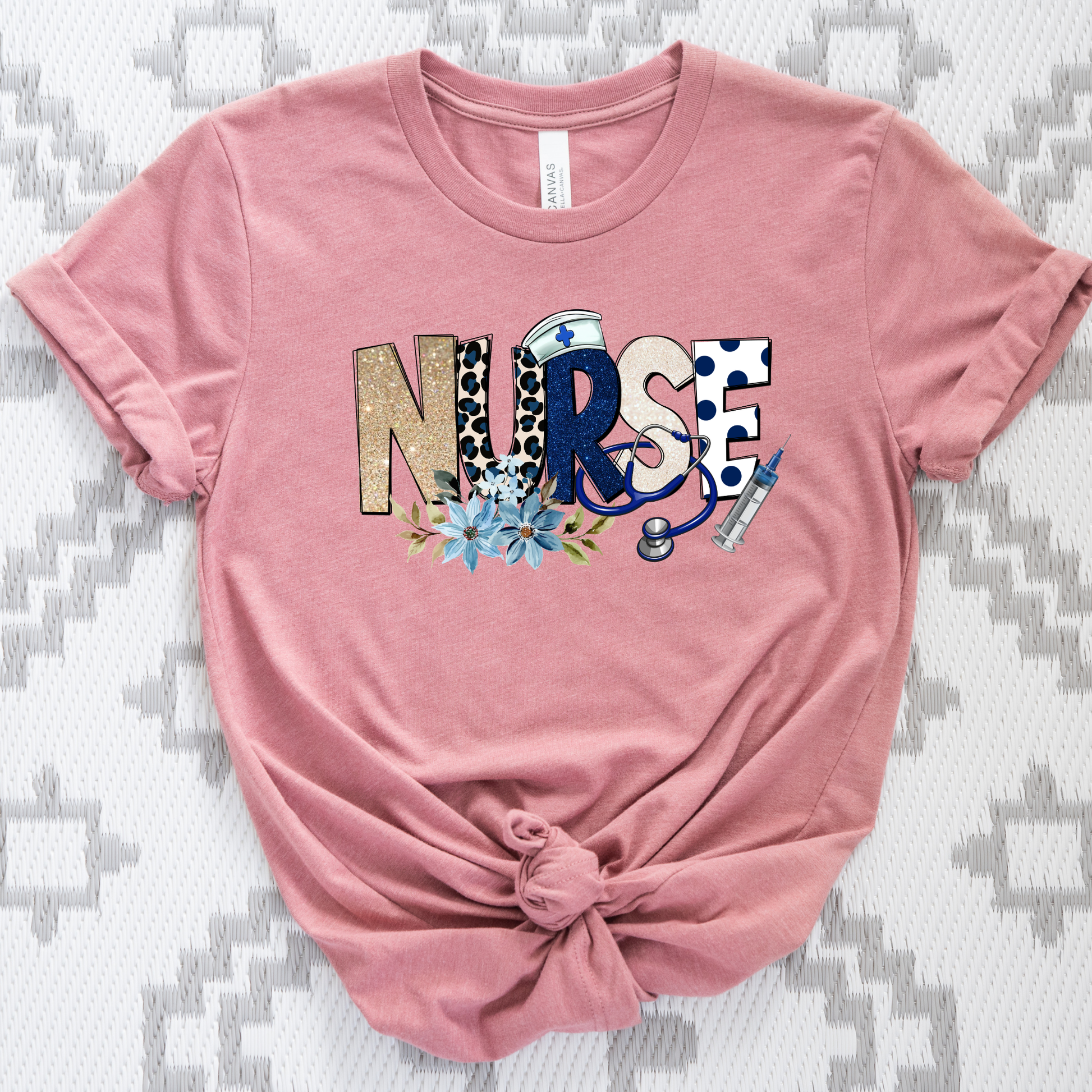 Stylish nurse floral stethoscope t-shirt perfect for nurses, nursing students, and healthcare workers. A thoughtful nurse appreciation gift for RN, LPN, CNA, and medical professionals.