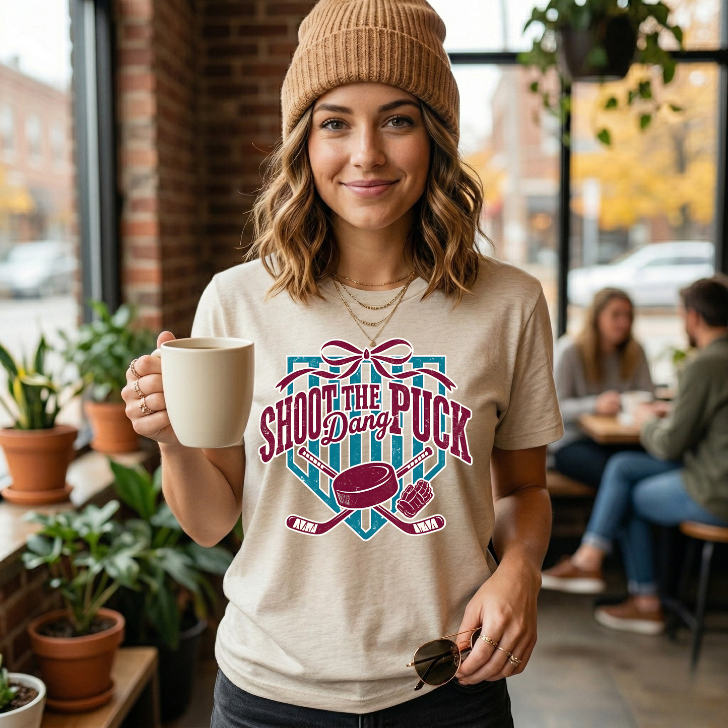 shoot the puck shirt, hockey graphic tee, coquette hockey shirt, hockey bow shirt, trendy hockey shirt, hockey mom shirt, hockey fan shirt, cute hockey shirt, aesthetic hockey tee, hockey sticks shirt, puck shirt, game day hockey outfit, sporty chic shirt, womens hockey shirt, unisex hockey tee