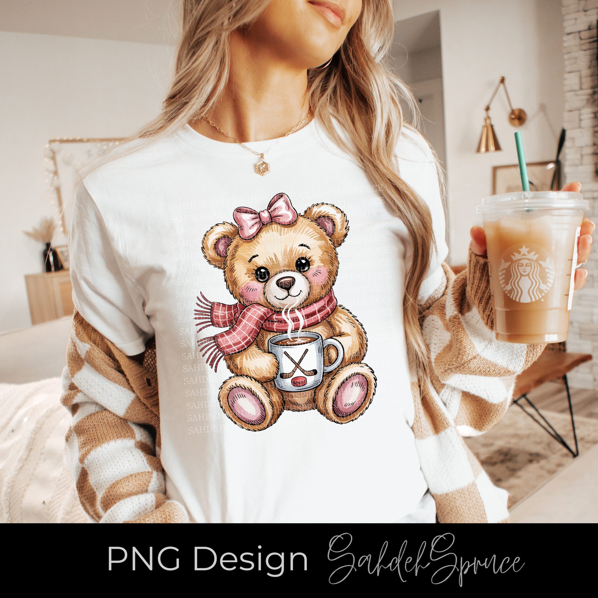  teddy bear hot cocoa PNG, cozy bear coffee PNG, winter sublimation PNG, Christmas teddy bear graphic, hot chocolate bear PNG, holiday coffee lover tee, cute winter bear PNG, Starbucks sublimation PNG, family holiday shirts PNG, red scarf bear PNG