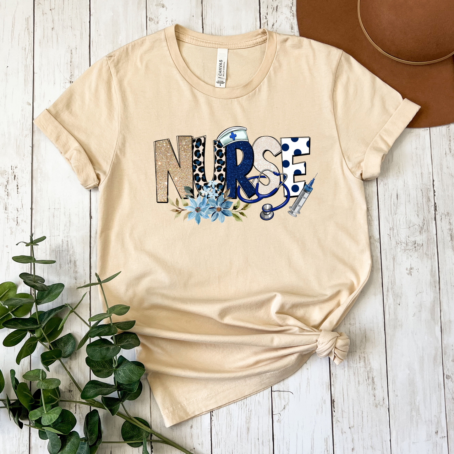 Stylish nurse floral stethoscope t-shirt perfect for nurses, nursing students, and healthcare workers. A thoughtful nurse appreciation gift for RN, LPN, CNA, and medical professionals.