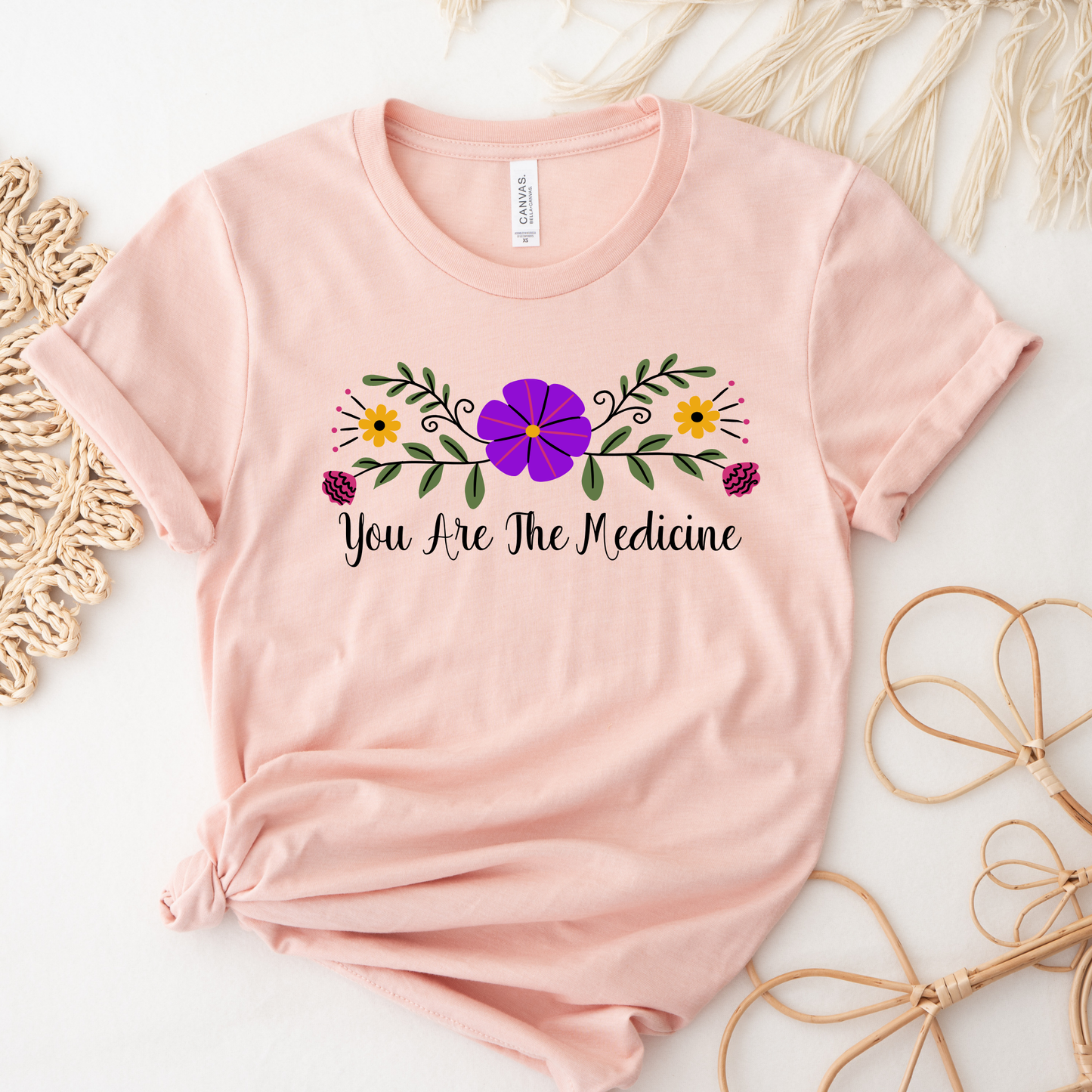 You Are The Medicine shirt, Indigenous floral tee, Indigenous empowerment clothing, Healing graphic t-shirt, Floral medicine tee, Family-owned Indigenous brand