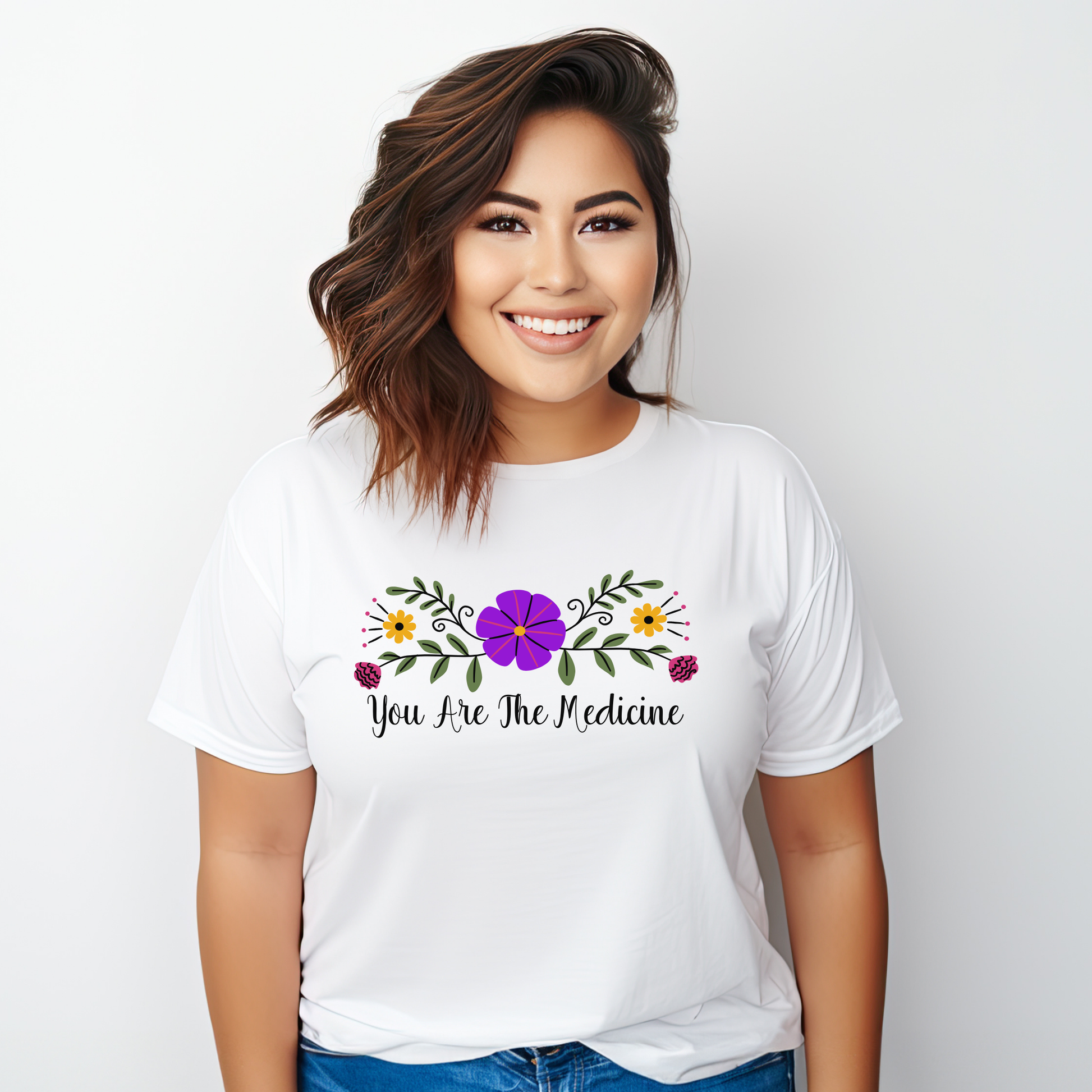 You Are The Medicine shirt, Indigenous floral tee, Indigenous empowerment clothing, Healing graphic t-shirt, Floral medicine tee, Family-owned Indigenous brand