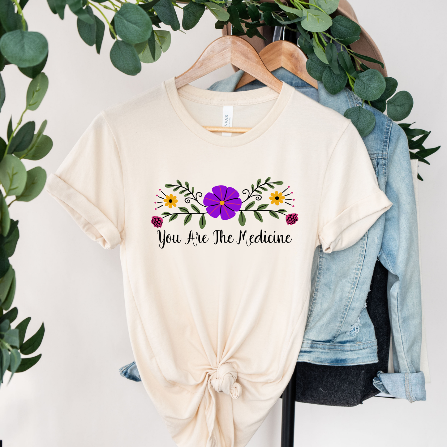 You Are The Medicine shirt, Indigenous floral tee, Indigenous empowerment clothing, Healing graphic t-shirt, Floral medicine tee, Family-owned Indigenous brand