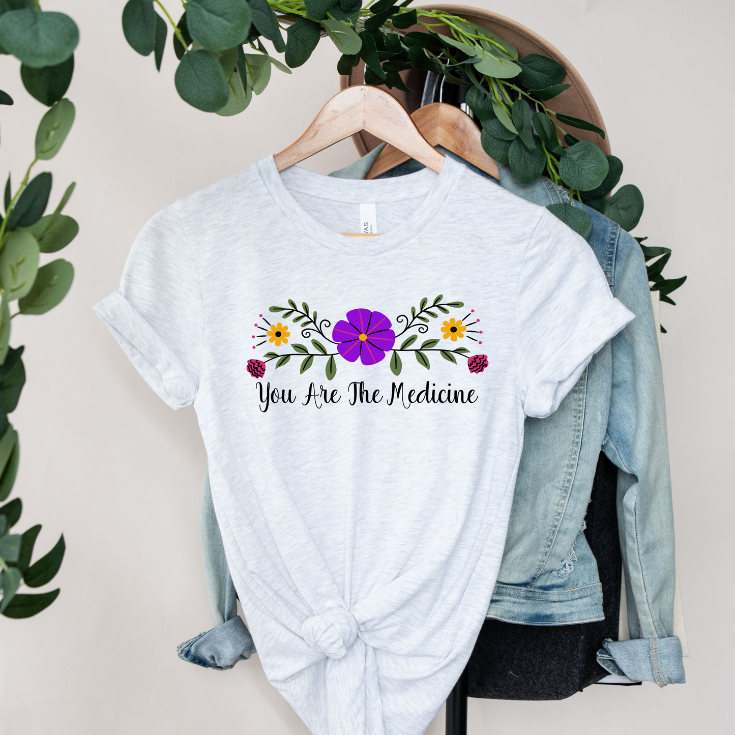 You Are The Medicine shirt, Indigenous floral tee, Indigenous empowerment clothing, Healing graphic t-shirt, Floral medicine tee, Family-owned Indigenous brand